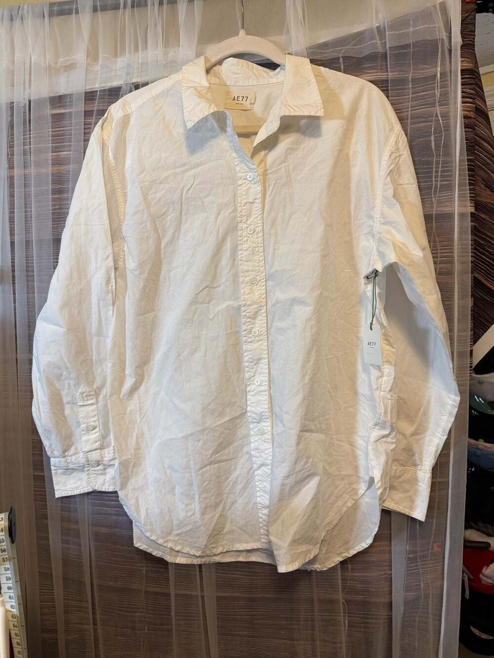 AE77 Premium White Long Sleeve Cotton Button-Down Shirt
